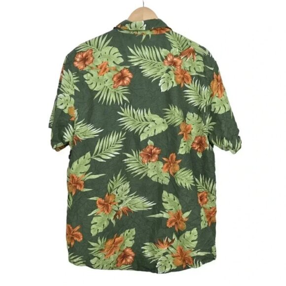 STOKED Hawaiian Short Sleeve Shirt Button Down Green Orange Crinkle  Size XL - Picture 5 of 8